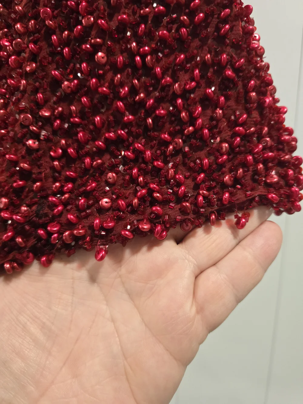 Carmen Marc Valvo Red Sequin Embellished Top - Picture 2 of 5